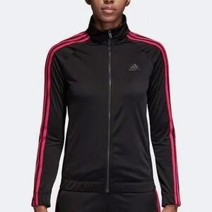 Adidas Black Track Jacket with Pink Stripes